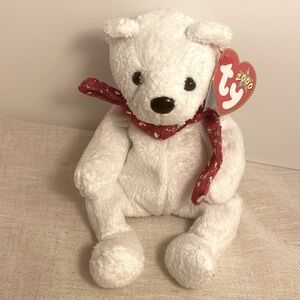 Ty Beanie Baby 2000 Holiday Teddy Bear plush vintage Y2K white stuffed animal